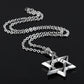 Silver-tone six-point star pendant on ball chain necklace