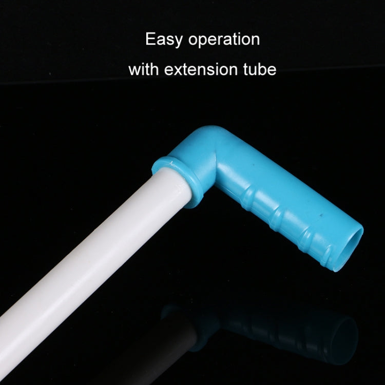 Manual oil extractor pump with extension tube, white handle and blue nozzle end