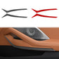 Carbon-fiber style armrest stickers, black and red 2-piece V-shape set