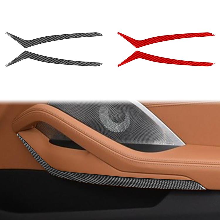 Carbon-fiber style armrest stickers, black and red 2-piece V-shape set