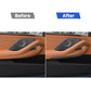 Inner door armrest trim stickers, black carbon-fiber style installed along door pull