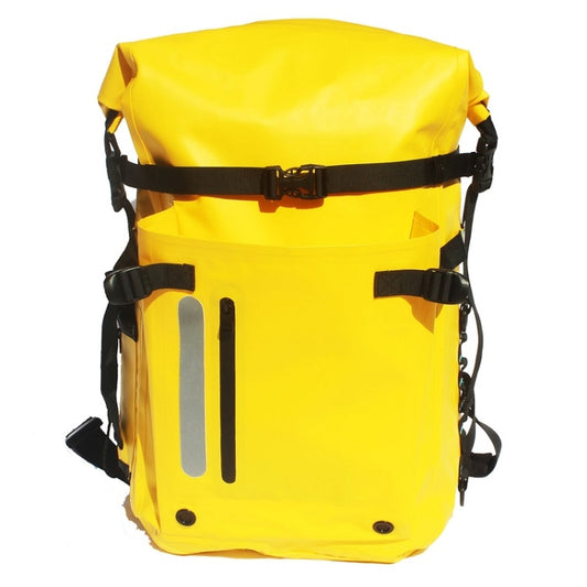 Waterproof diving fins bag backpack in yellow with roll-top and black shoulder straps