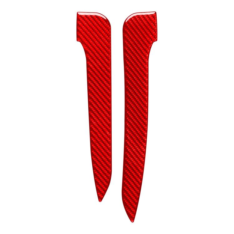 Carbon-fiber-look anti-scratch mirror strip set, two red curved pieces