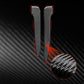 Two black carbon-fiber-look mirror strips with red accent outline, textured detail