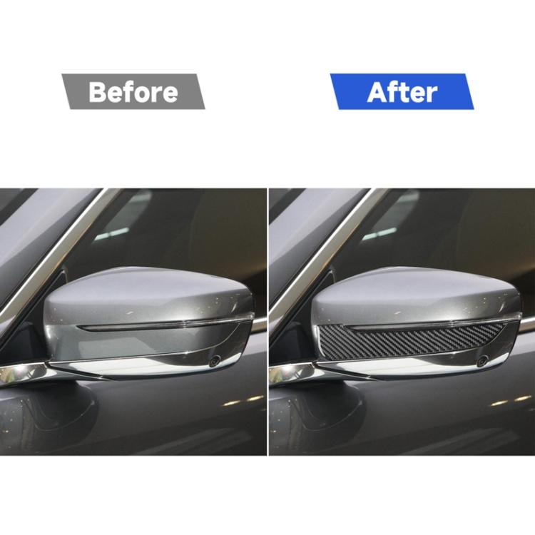 Installed black carbon-fiber look rearview mirror strip on car door mirror, LHD