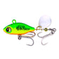 Sequin fishing lure with green/orange body, white spinner blade, twin treble hooks