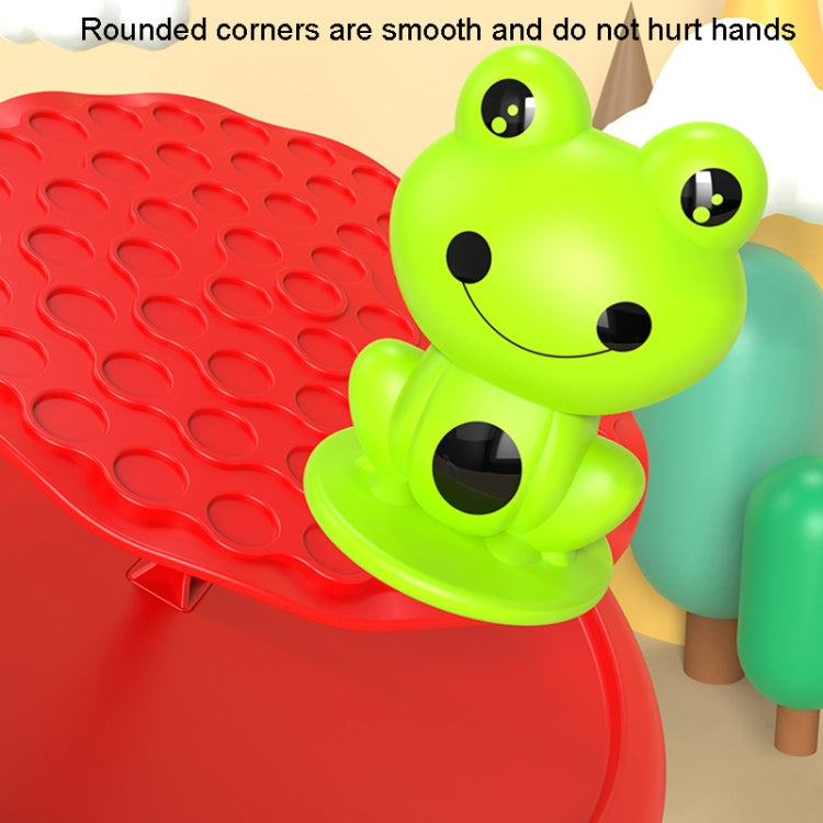 Green frog pieces and red base of frog balance tree toy with rounded edges