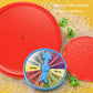 Red round base and blue spinner wheel on a frog balance tree toy set