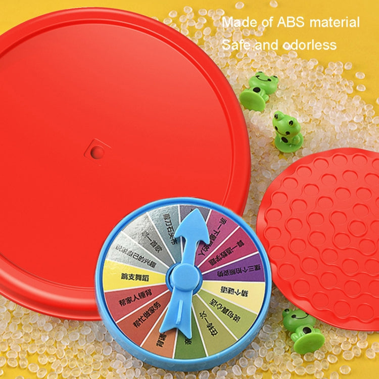 Red round base and blue spinner wheel on a frog balance tree toy set