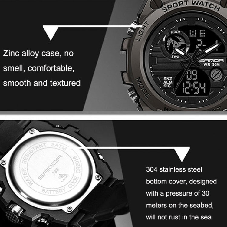 Sport watch case and dial close-up with textured bezel and visible caseback screws