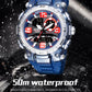 SMAEL 1921 men's dual movement sports watch with blue case and black accents
