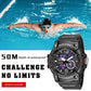 SMAEL waterproof quartz sports watch with black case and red pushers