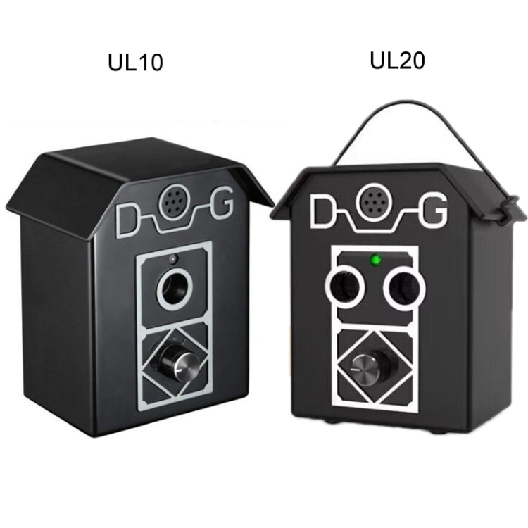 Two black ultrasonic bark stopper devices, front views