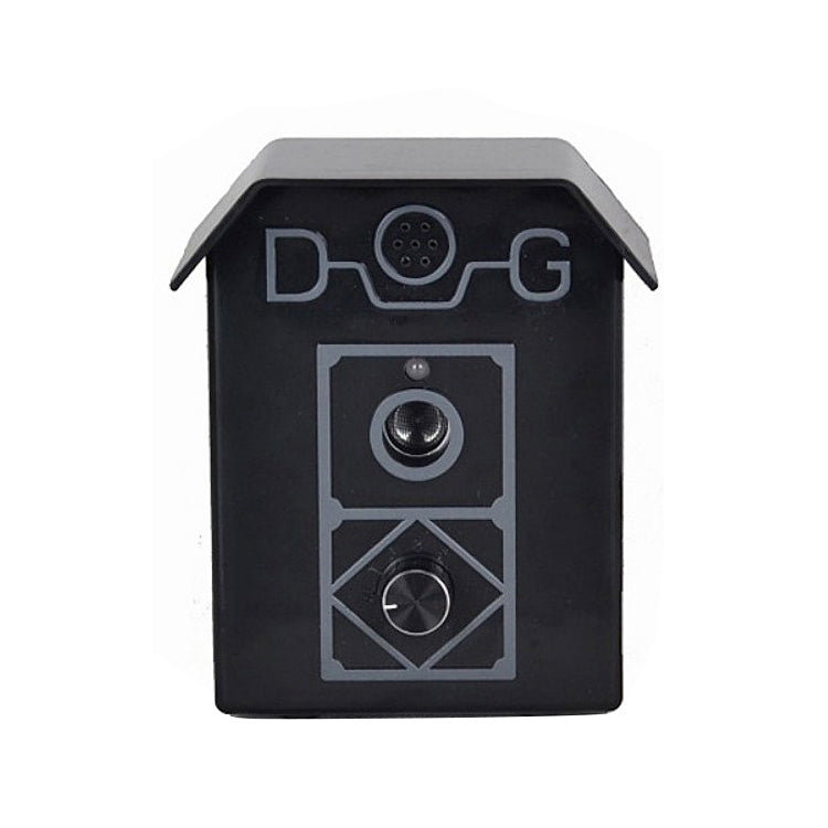 Black ultrasonic bark stopper device with front control panel and speaker grille