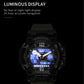 Men's dual-display digital sports watch with blue luminous dial illumination