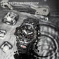 Men's dual-display digital sports watch with raindrop droplets on the watch face