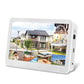 Compact white 11.6-inch NVR monitor displaying multi-camera images from surveillance