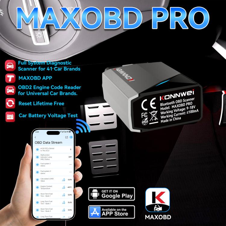 KONNWEI Full Car System Scanner OBD2 Diagnostic Tool Code Reader, MAXOBD PRO Gray, MAXOBD PRO Green, MAXOBD PRO Red, MAXOBD PRO Blue