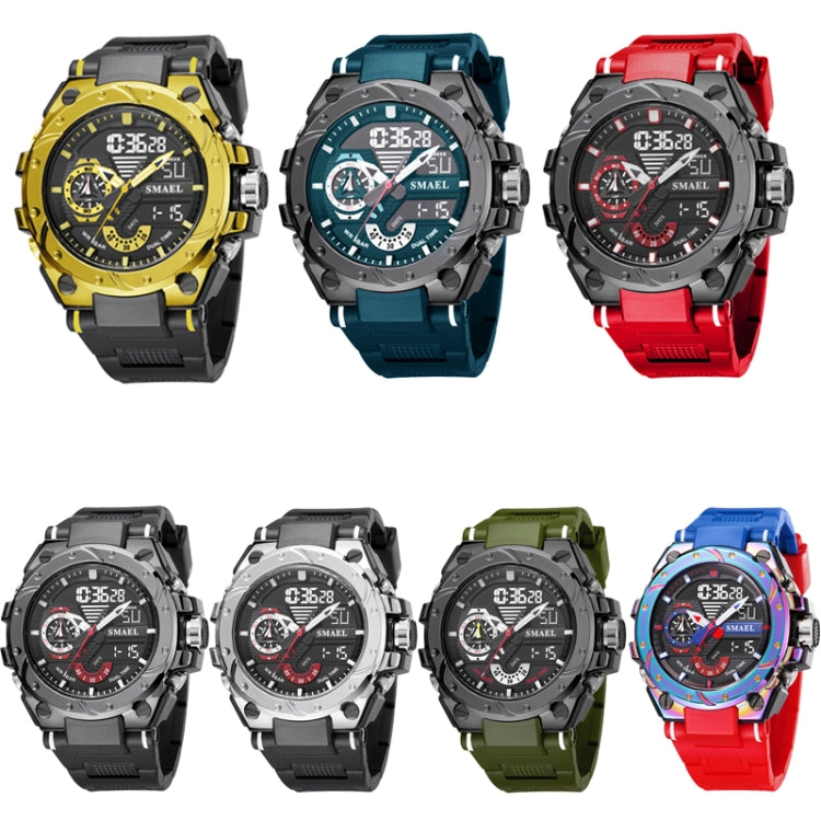 Men's sports watch set with multiple colored rubber straps and rugged alloy cases
