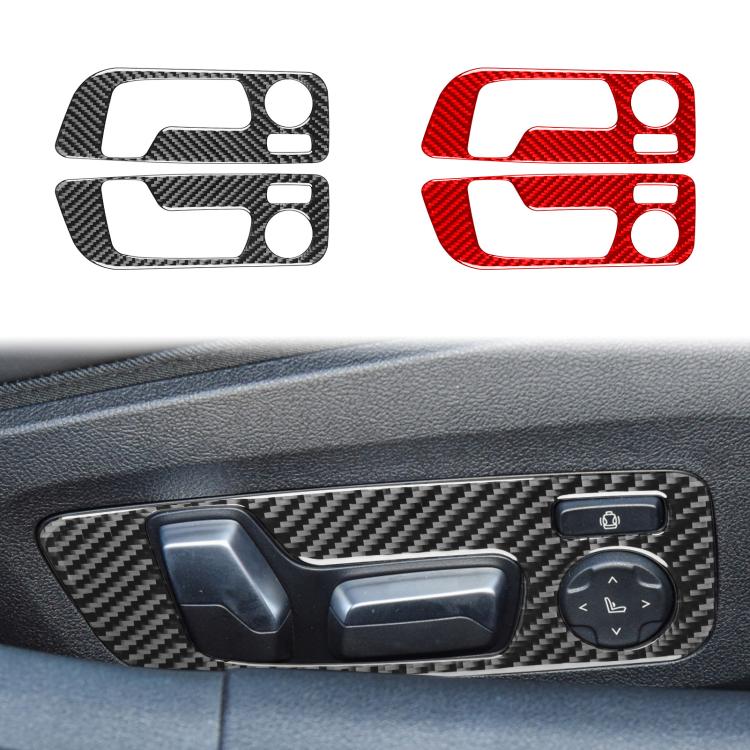 Seat adjustment sticker set, black and red carbon-fiber style, left/right pieces