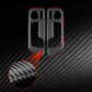 Seat adjustment sticker set, black carbon-fiber style, left/right pair on dark background