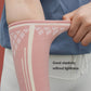 Pink knitted wrist guard sleeve with thick ribbed band and elastic forearm fit