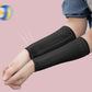 Black knitted volleyball wrist guard sleeves with ribbed cuffs and forearm coverage