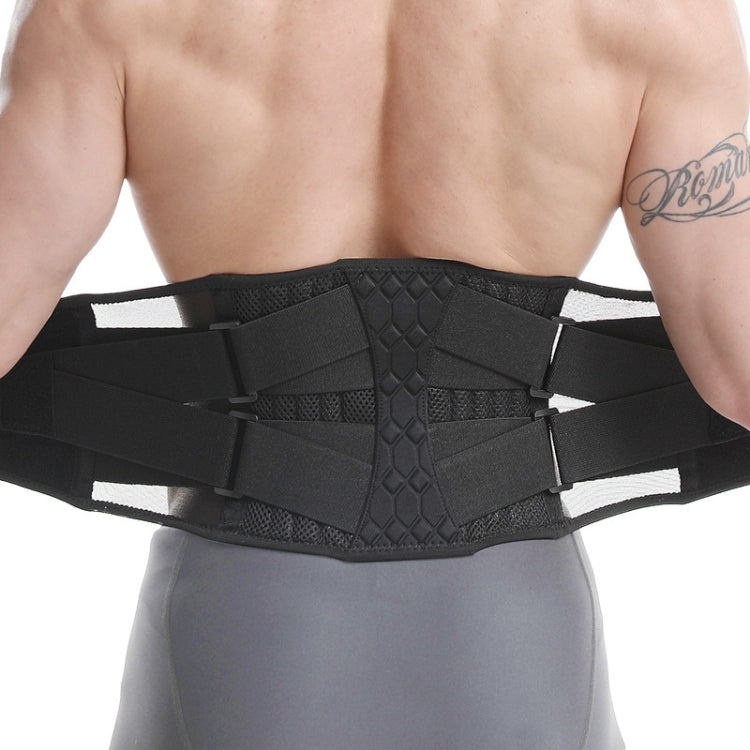 Black weightlifting waist belt with wide wrap, central diamond panel, and buckle straps