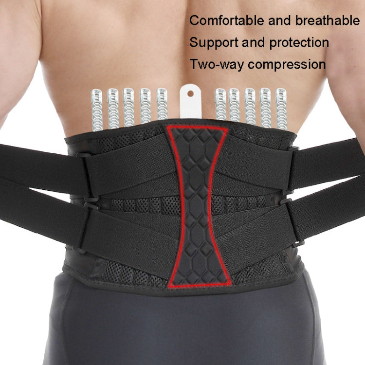 Black breathable waist belt with cross compression straps and padded center reinforcement