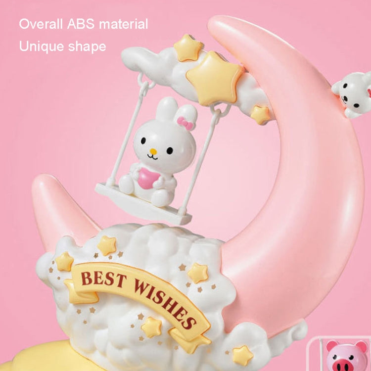 Moon-shaped cartoon rabbit table lamp night light with star Best Wishes banner