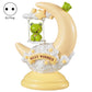 Cream moon table lamp with frog figures, kids night light, EU plug.