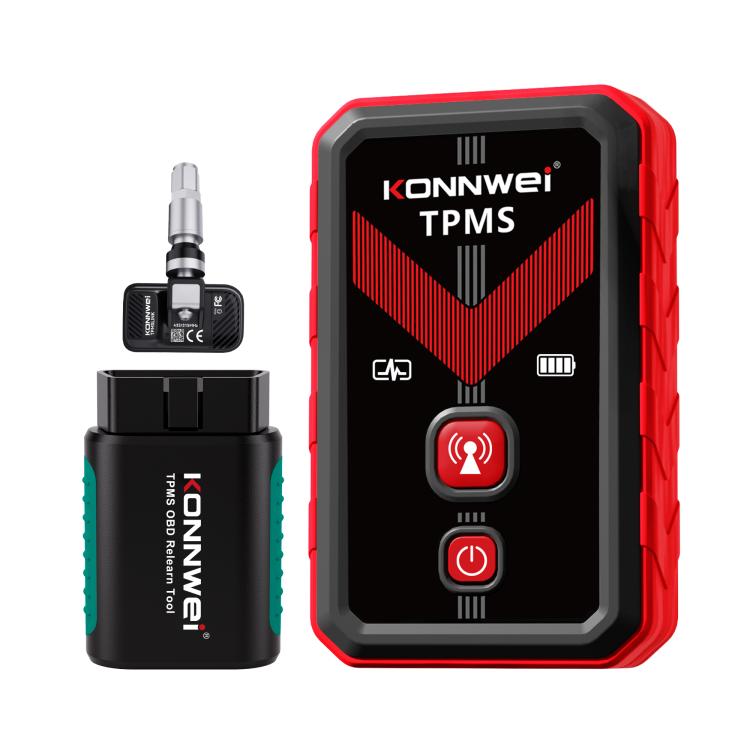 TPMS tire pressure monitoring display with red/black case and two wireless sensor modules
