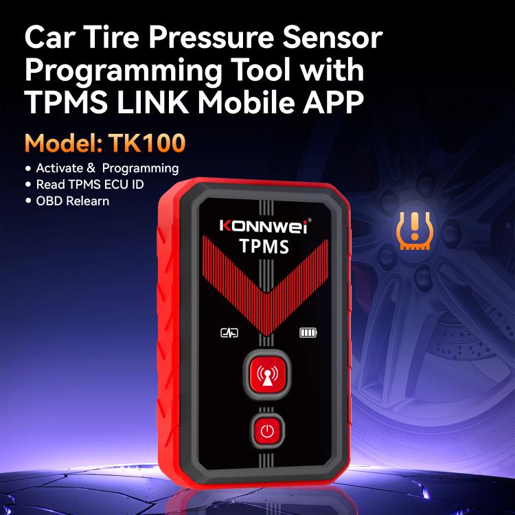 KONNWEI TPMS link tool, red and black case with control buttons