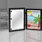 Black magnetic front-open art frame with clear insert and open back panel