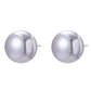 Gray pearl ball stud earrings with round domed front and metal post backs