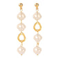 Gold-tone dangling earrings with multiple cream pearls and linked oval charms