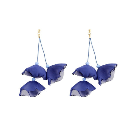 Long Exaggerated Fabric Art Handmade Petal Earrings, E1908-21 Blue, E1908-22 Yellow, E1908-23 Red, E1908-24 Pink, E1908-25 Black, E1908-26 White, E1908-27 Blue, E1908-28 Red, E1908-29 Black, E1908-30 Yellow, E1908-31 Pink, E1908-32 White, E1908-33 Blac...