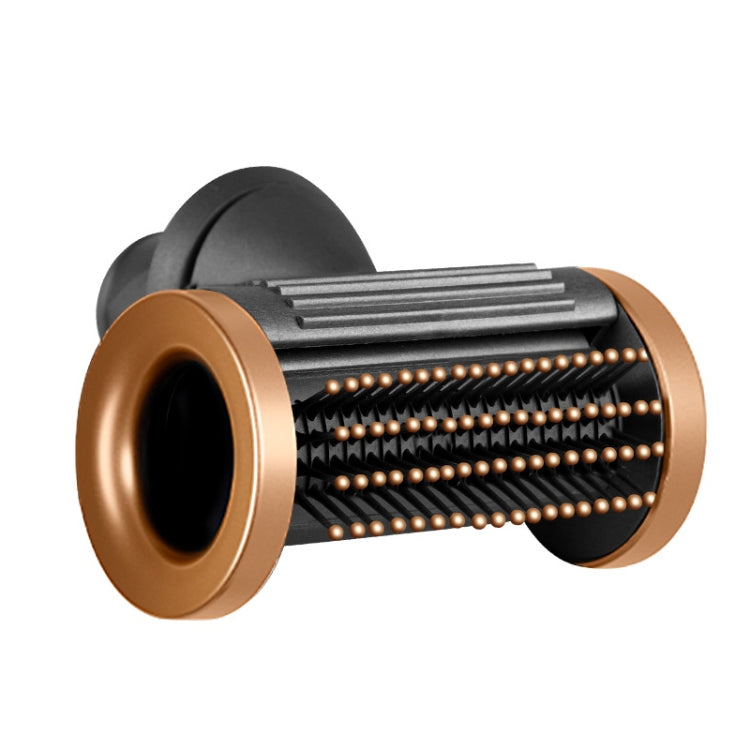 Copper nickel and dark gray smooth flyaway nozzle attachment with comb-like bristle rows