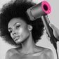 Wide tooth comb hair dryer nozzle styling curly hair, attachment with pink center ring