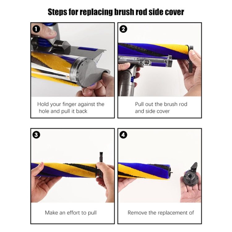 Instruction diagram for replacing brush rod side cover on soft velvet suction brush