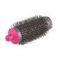 Cylinder comb attachment with rose-red end cap and long black bristles on barrel