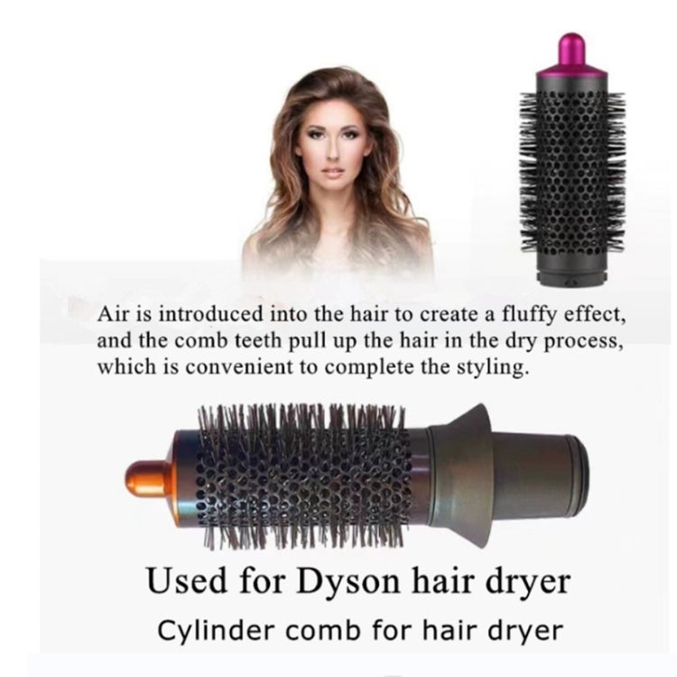Cylinder comb hair dryer attachment with rose-red cap and black bristles