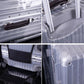 Close-up of clear PVC luggage cover showing handle openings and zipper/fastening details