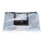 Clear PVC trolley suitcase dust cover with black zipper opening and protective sleeves