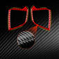 Air vent sticker set with red outline and carbon-fiber texture, 2-piece