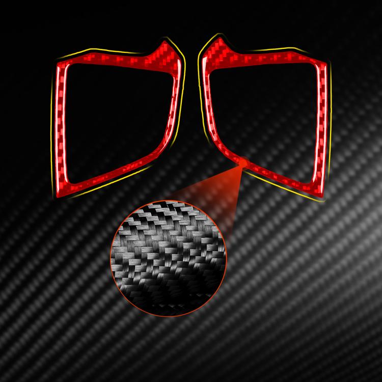 Air vent sticker set with red outline and carbon-fiber texture, 2-piece