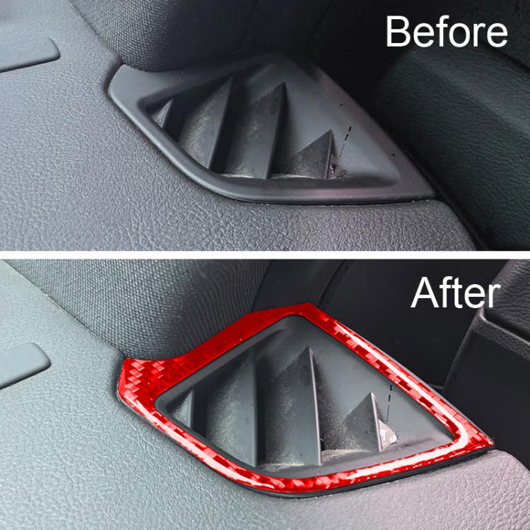 Red air vent trim sticker set applied on car interior vent panel
