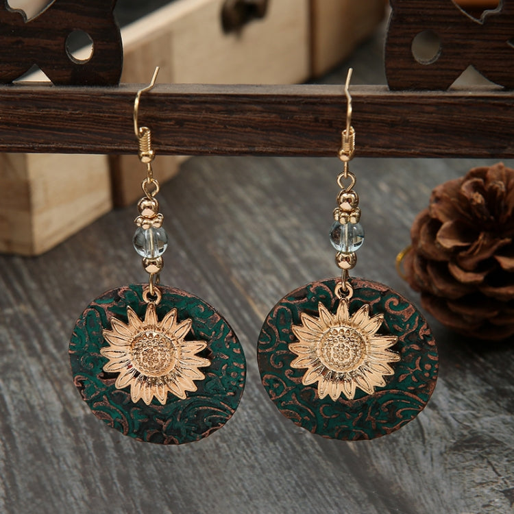 Vintage Bohemian Two Layer Sunflower Vintage Earrings, EA584