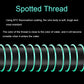 Spotted fishing thread coil with dark line and turquoise loop spacers