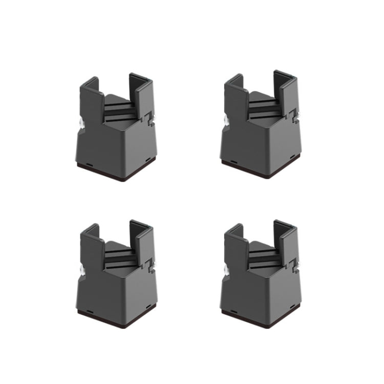 4-pack adjustable furniture heightening clip feet, black, with top support pads